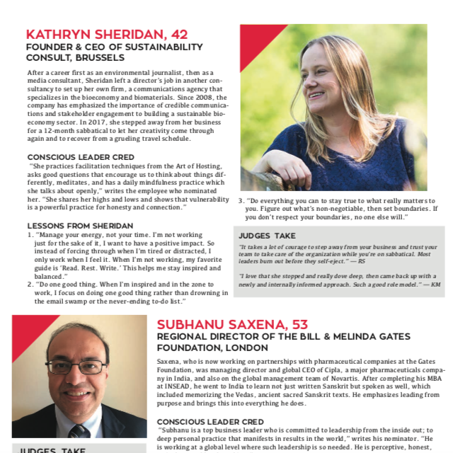 Kathryn Sheridan as Top Conscious Business Leader 2018 in Conscious Company Magazine July 2018